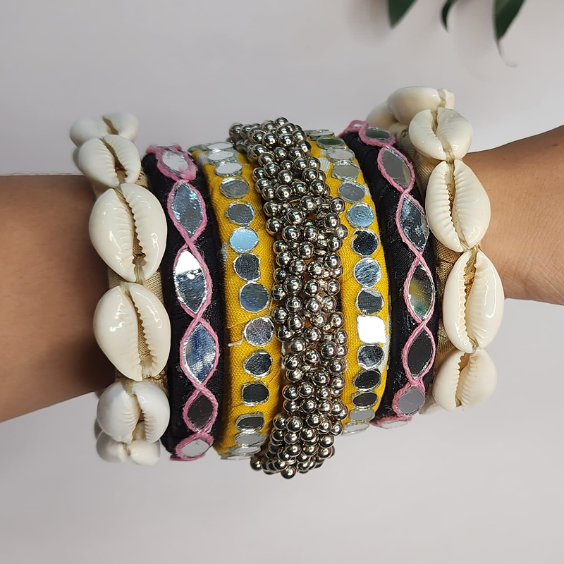 Fabric Shells Bangle Set of 14