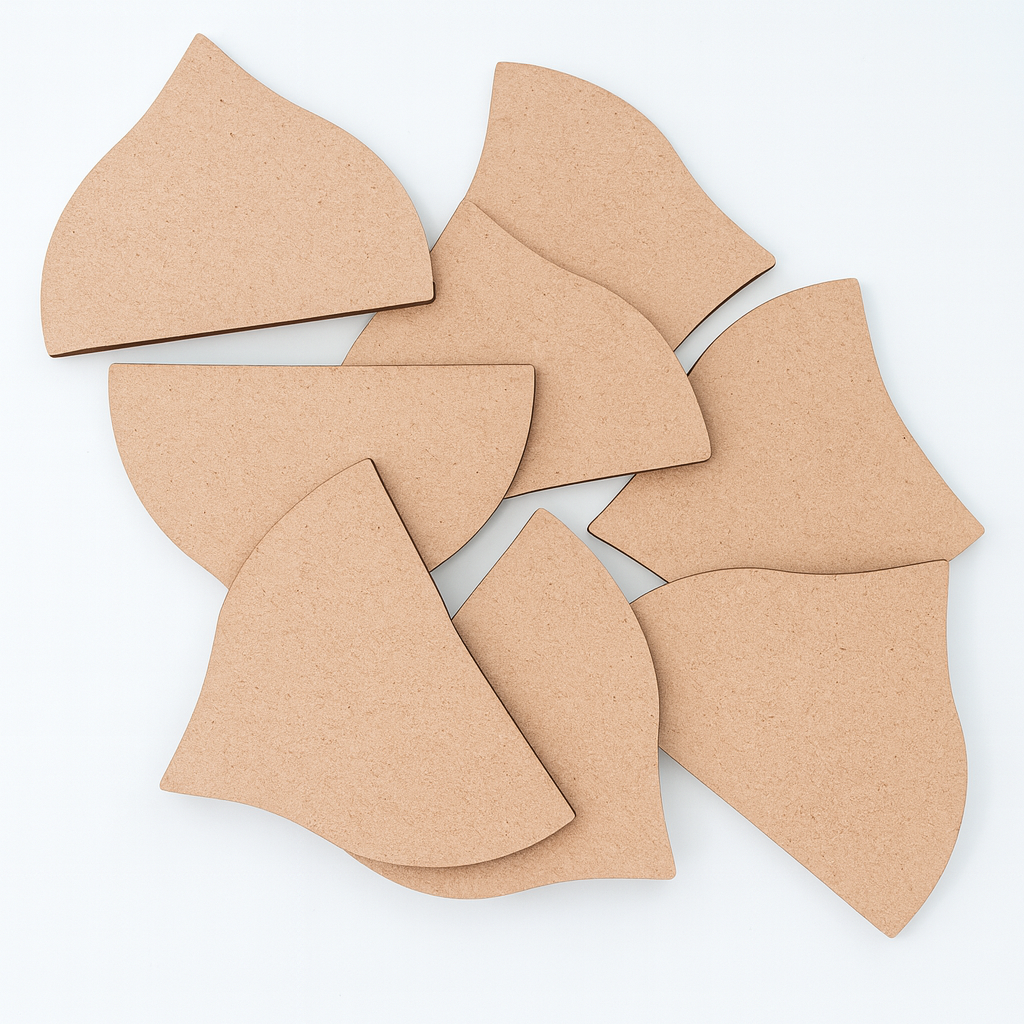 Multiple Uniquely Shape Wooden Pices-3.2cm Set of 10pc