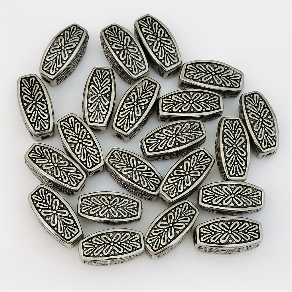 Antique Silver Rectangle Beads (20pc)