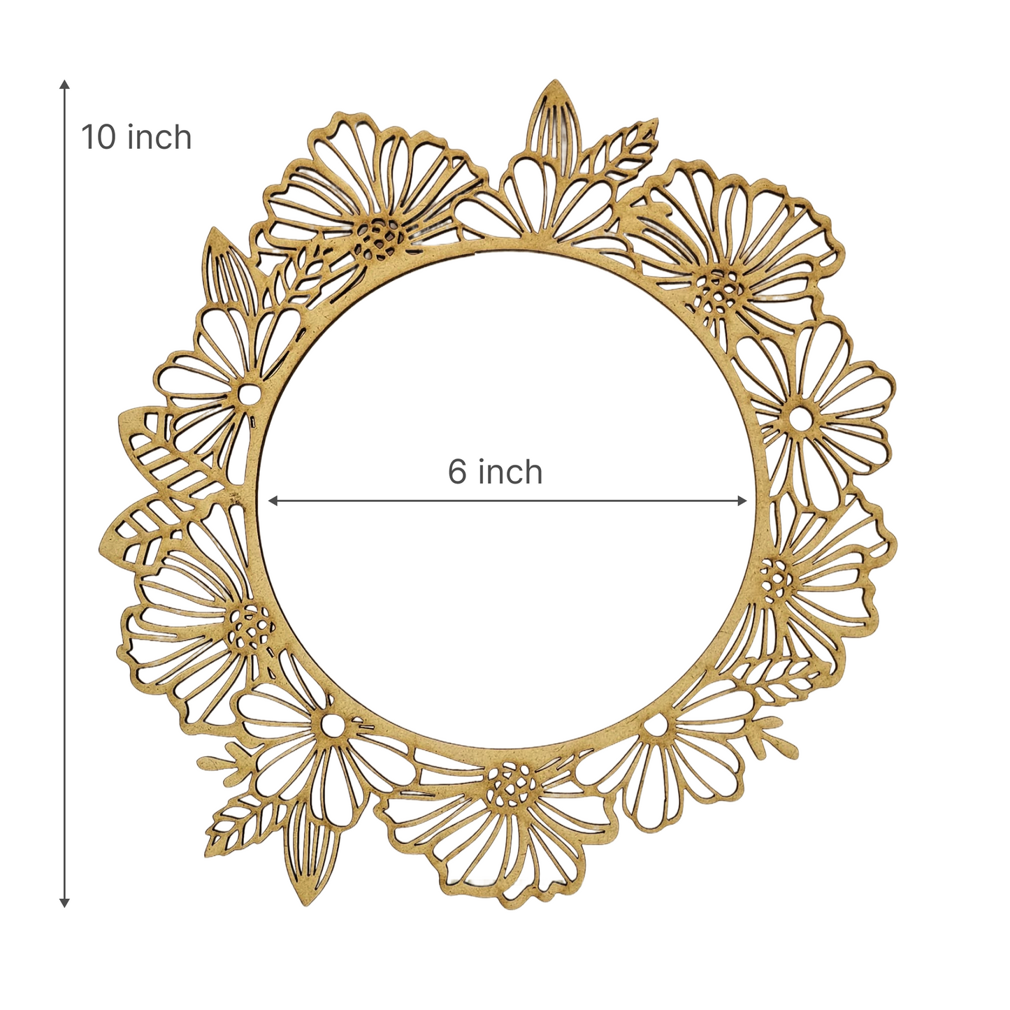 Floral Bloom Round MDF Frame – 10 Inch (2.5mm)