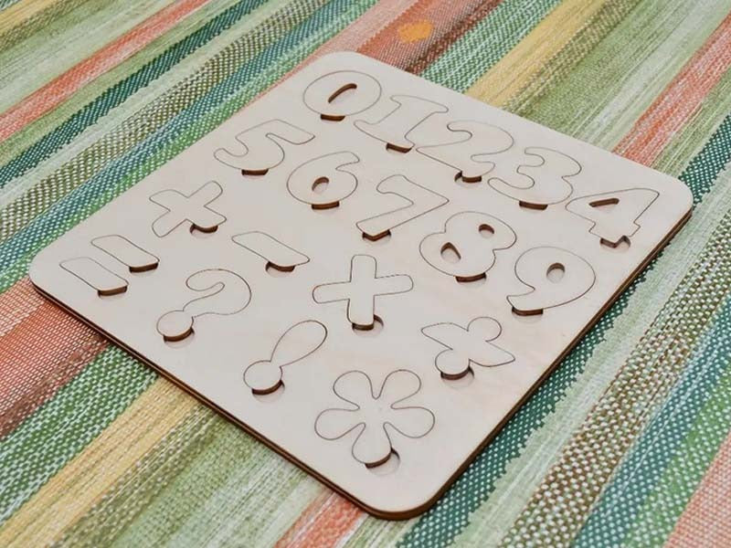 Wooden Numbers & Symbols Puzzle Board