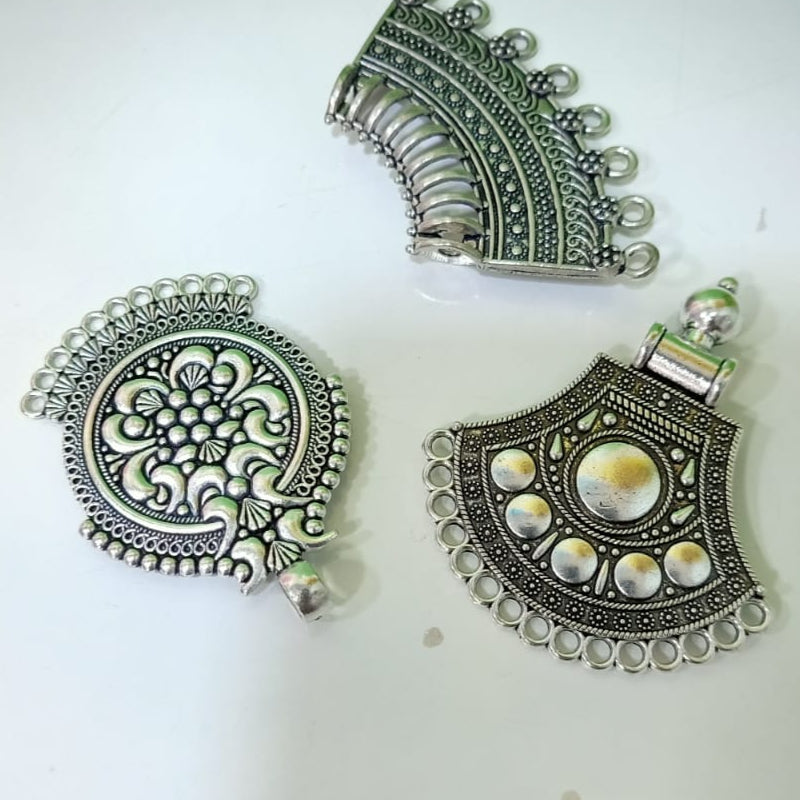 Oxidized Silver Ethnic Pendants for Necklace & Jewelry Making | Bohemian Charms set of3pc