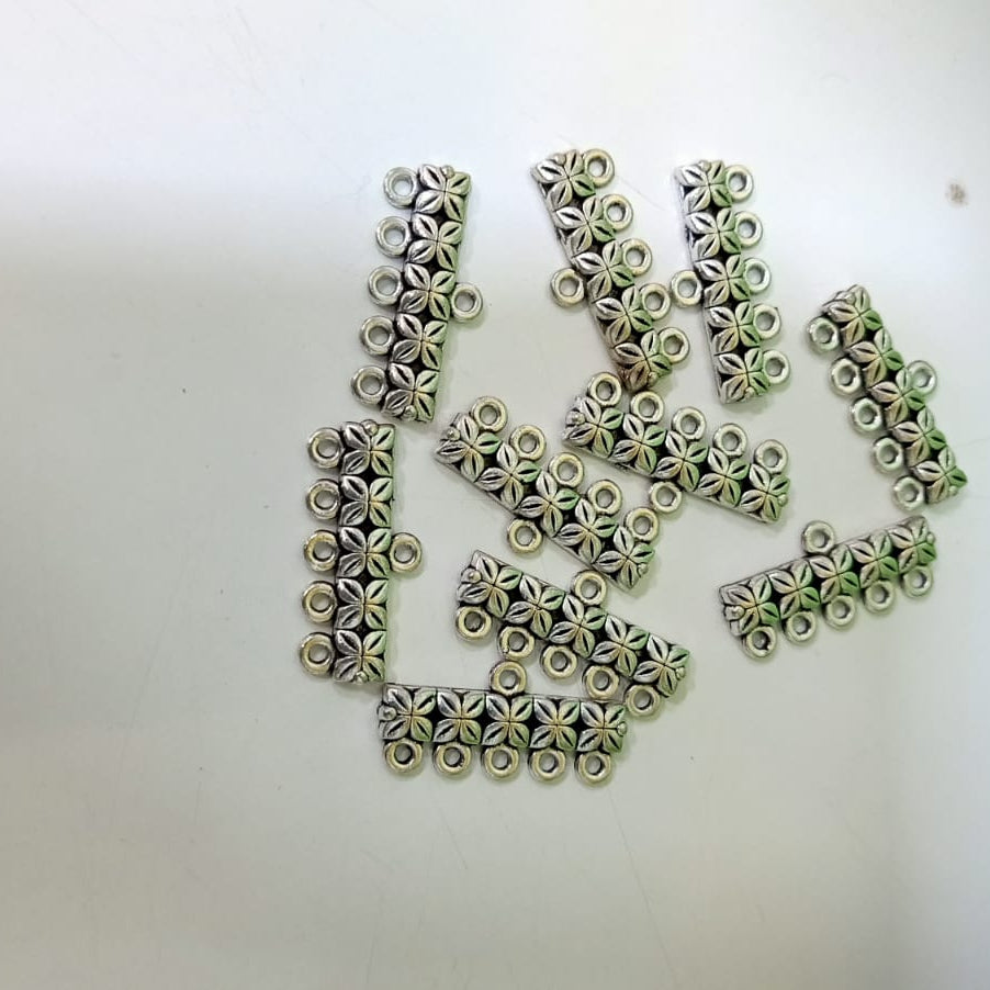 Silver Floral Connector Charms for Jewelry Making set of 10pc