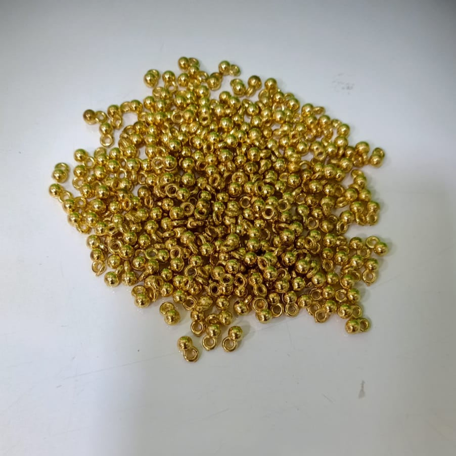 Gold Plated Metal Round Beads with Loop for Jewelry Making & Crafts