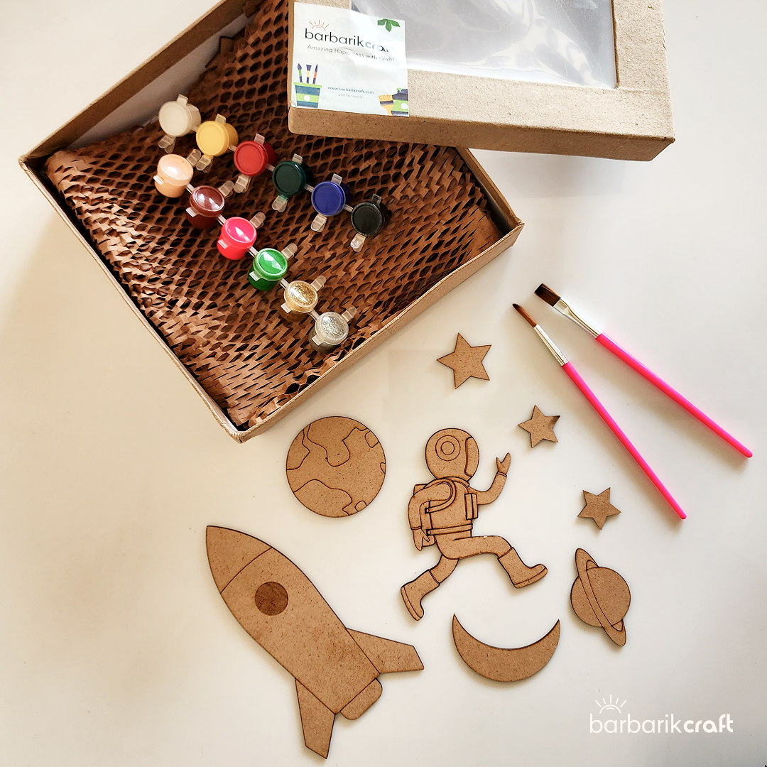 DIY Space Explorer MDF Painting Kit – Astronaut Theme Craft Set for Kids | BarbarikCraft