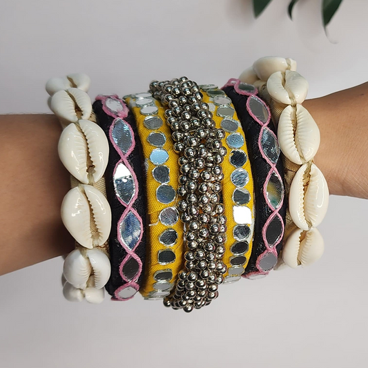 Fabric Shells Bangle Set of 14