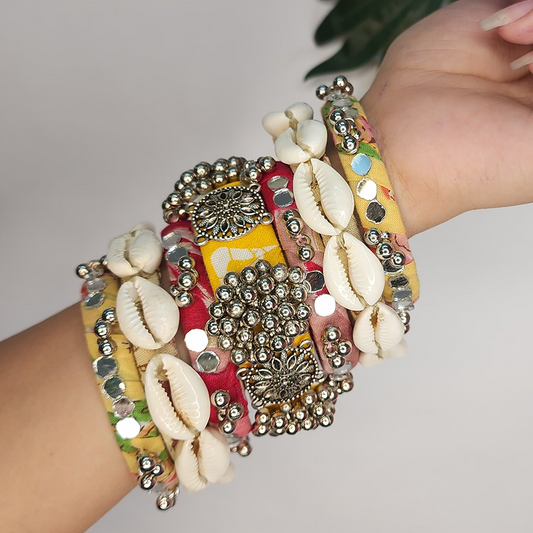 Festive Fabric Bangles with Ghunghroo – Navratri Special