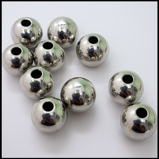 Silver Round Metal Bead(15pc)