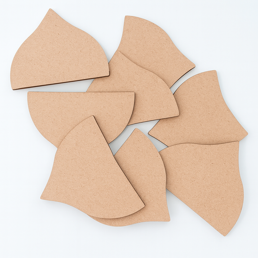 Multiple Uniquely Shape Wooden Pices-3.2cm Set of 10pc
