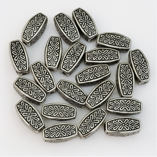 Antique Silver Rectangle Beads (20pc)