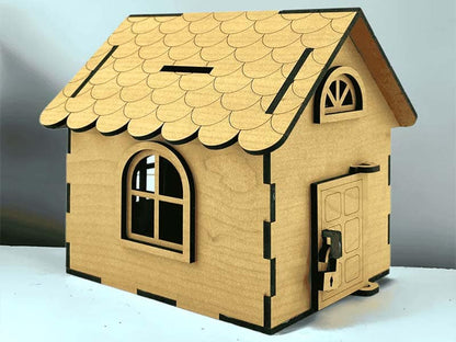 MDF House-Shaped Money Bank