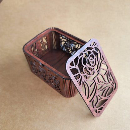 Laser-Cut Wooden Floral Keepsake Box
