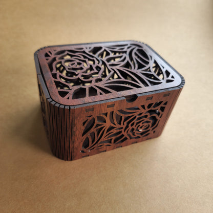 Laser-Cut Wooden Floral Keepsake Box