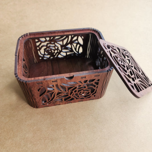 Laser-Cut Wooden Floral Keepsake Box