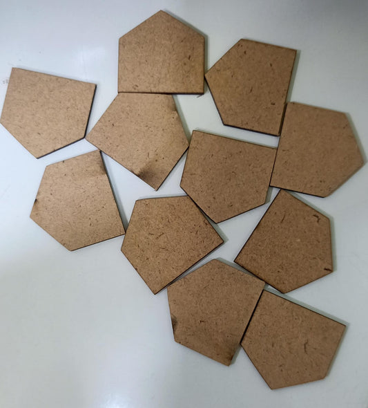 Wooden Pentagon Craft Shapes -3cm set of 10pc