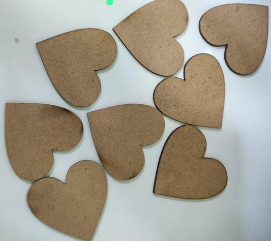 Heart-Shaped Wooden Craft Pieces -4.3cm set of 10pc