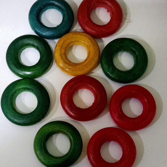 Colorful Wooden Rings for Crafts – Large Round Donut Beads for Jewelry Making, Macrame, DIY Projects & Art Supplies (10 pcs)