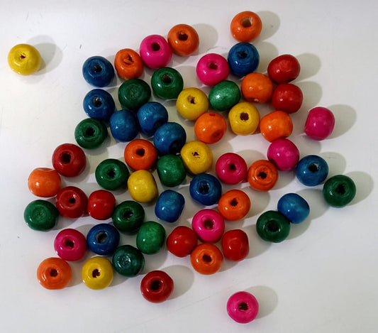 Colorful Wooden Beads for Crafts – Round Loose Spacer Beads for Jewelry Making, DIY Projects & Art Supplies (50 pcs)