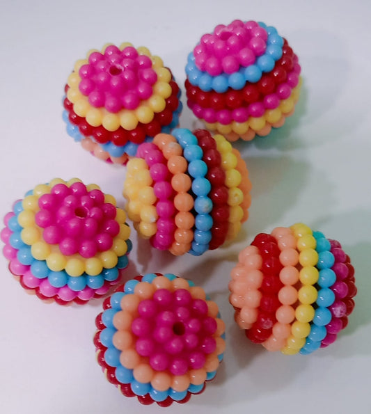 Multicolor Bubblegum Beads – Round Textured Resin Beads for Jewelry Making & Crafts
