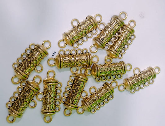 Antique Gold Multi-Strand Tube Connectors – 5 Loop Spacer Beads for Jewelry Making