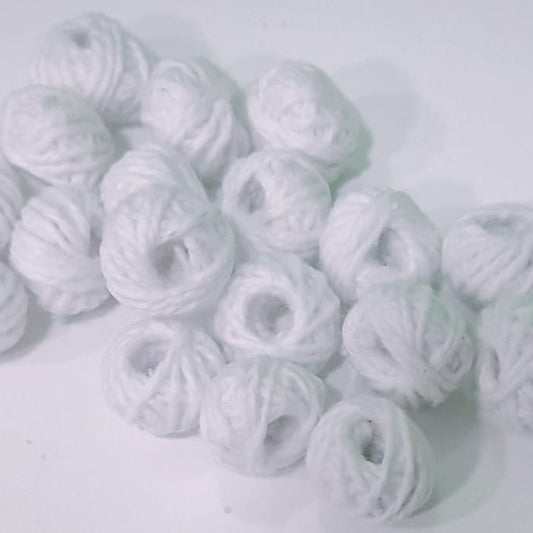 Handmade White Wool Yarn Beads – Soft DIY Craft Supplies for Knitting, Crochet & Jewelry Making