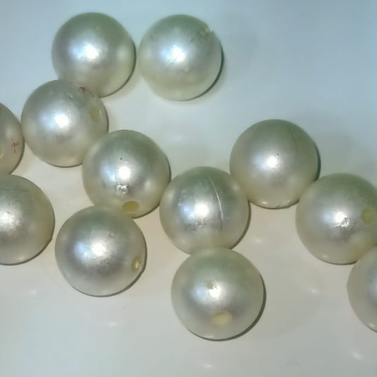 White Imitation Pearl Beads for Jewelry Making - Round Craft Beads with Hole set of 15pc