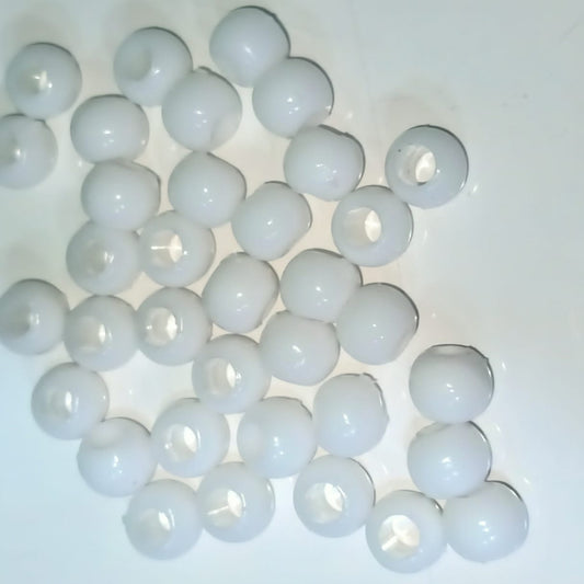 White Round Plastic Beads for Crafting & Jewelry Making set of 100pc