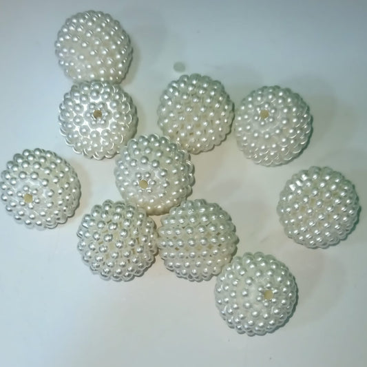 White Pearl Clustered Beads for DIY Crafts & Jewelry Making set of 10