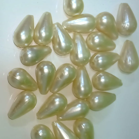 Elegant Teardrop Pearl Beads for Jewelry Making & Crafting - Cream/Ivory Imitation Pearls set of 50pc