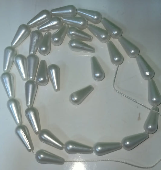 White Teardrop Faux Pearl Beads for Jewelry Making & Crafts set of 1 line pc