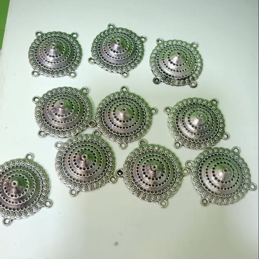 Oxidized Silver Plated Round & Square Jewelry Findings/Components - Ethnic Design" srt of 10pc