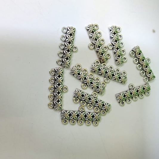Silver Floral Connector Charms for Jewelry Making set of 10pc